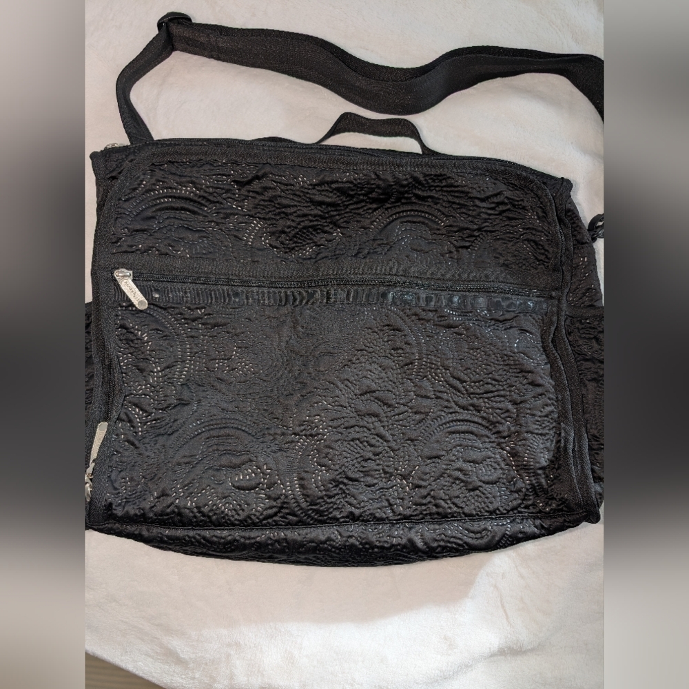 Lesportsac Textured Black Convertible Laptop Backpack Bag - Picture 2 of 12